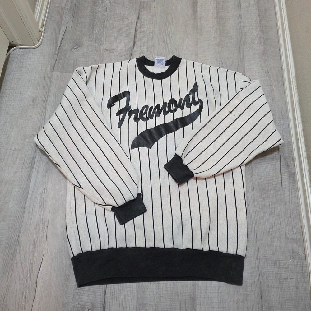 Vintage Pioneer Sports Fremont Baseball Pinstripe Sweatshirt Mens XL Made in USA